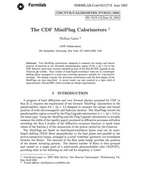 The CDF miniplug calorimeters