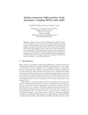 Making automatic differentiation truly automatic : coupling PETSc with ADIC.