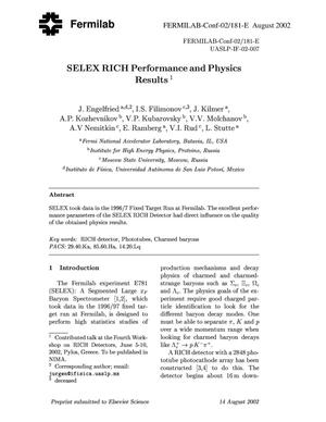 SELEX RICH performance and physics results