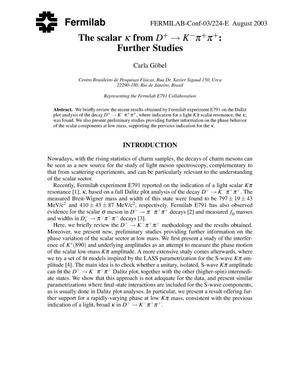 The scalar {kappa} from D{sup +} {yields} K{sup -} {pi}{sup +}{pi}{sup +}: Further studies