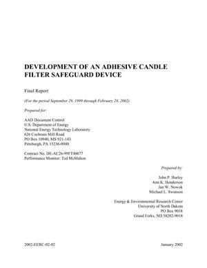 Primary view of object titled 'DEVELOPMENT OF AN ADHESIVE CANDLE FILTER SAFEGUARD DEVICE'.
