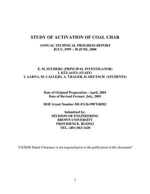 Study of Activation of Coal Char