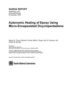 Autonomic Healing of Epoxy Using Micro-Encapsulated Dicyclopentadiene