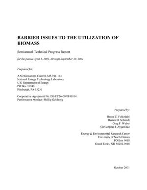 BARRIER ISSUES TO THE UTILIZATION OF BIOMASS