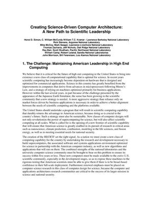 Creating science-driven computer architecture: A new patch to scientific leadership