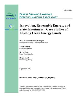 Innovation, renewable energy, and state investment: Case studies of leading clean energy funds
