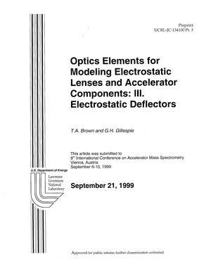Optics Elements for Modeling Electrostatic Lenses and Accelerator Components: III. Electrostatic Deflectors