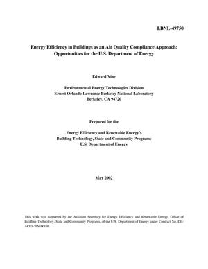 Energy Efficiency in Buildings as an Air Quality Compliance Approach: Opportunities for the U.S. Department of Energy