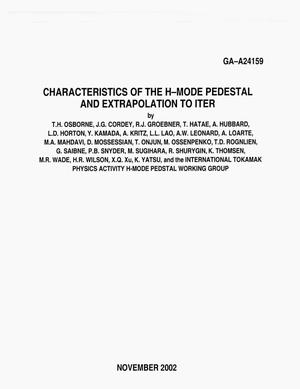 Characteristics of the H-Mode Pedestal and Extrapolation to ITER