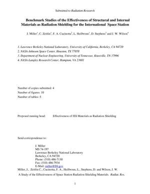 Benchmark Studies of the Effectiveness of Structural and Internal Materials as Radiation Shielding for the International Space Station