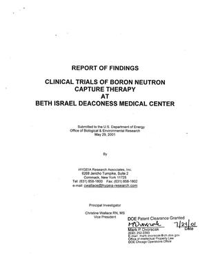 Clinical trials of boron neutron capture therapy [in humans] [at Beth Israel Deaconess Medical Center][at Brookhaven National Laboratory]