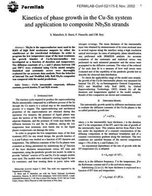 Kinetics of phase growth in the Cu-Sn system and application to composite Nb3Sn strands