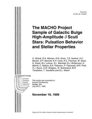 The MACHO Project Sample of Galactic Bulge High-Amplitude Scuti Stars: Pulsation Behavior and Stellar Properties