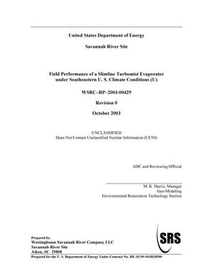 Field Performance of a Slimline Turbomist Evaporator under Southeastern U. S. Climate Conditions