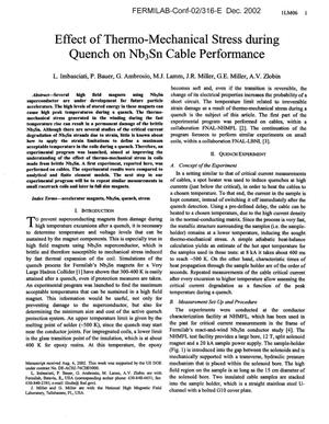 Effect of thermo-mechanical stress during quench on Nb3Sn cable performance