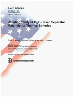 Blending Study of MgO-Based Separator Materials for Thermal Batteries