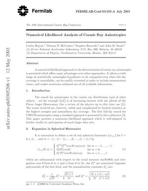Numerical likelihood analysis of cosmic ray anisotropies