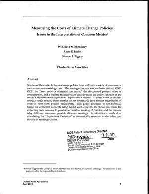 ''Measuring the Costs of Climate Change Policies''