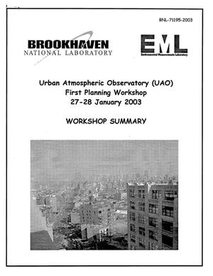 URBAN ATMOSPHERIC OBSERVATORY (UAO) FIRST PLANNING WORKSHOP, JANUARY 27-28-2003. WORKSHOP SUMMARY.