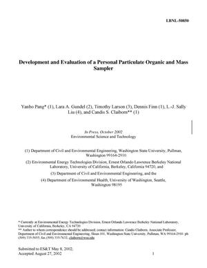 Development and evaluation of a novel personal participate organic and mass sampler