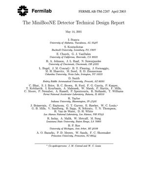 Primary view of object titled 'The MiniBooNE detector technical design report'.