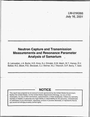 Neutron Capture and Transmission Measurements and Resonance Parameter Analysis of Samarium