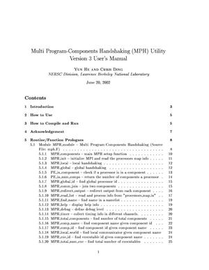 Multi Program-Components Handshaking (MPH) Utility Version 3 User's Manual