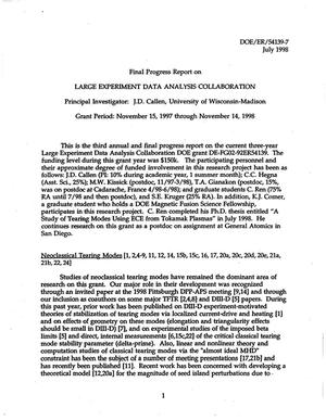 Large experiment data analysis collaboration. Final progress report for period November 15, 1997 - November 14, 1998