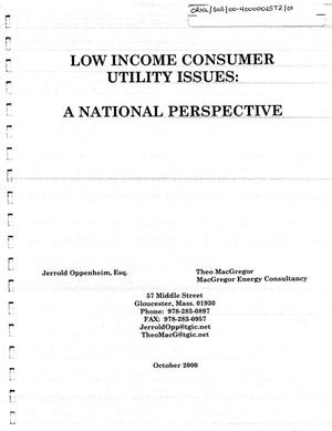 Low Income Consumer Utility Issues: A National Perspective