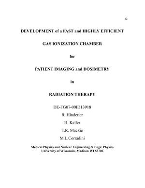 Development of Fast and Highly Efficient Gas Ionization Chamber For Patient Imaging and Dosimetry in Radiation Therapy