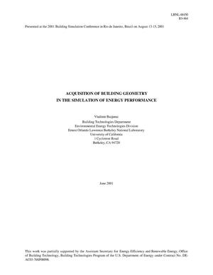 Acquisition of building geometry in the simulation of energy performance