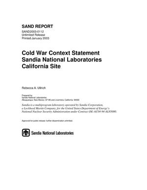 Cold War Context Statement: Sandia National Laboratories, California Site