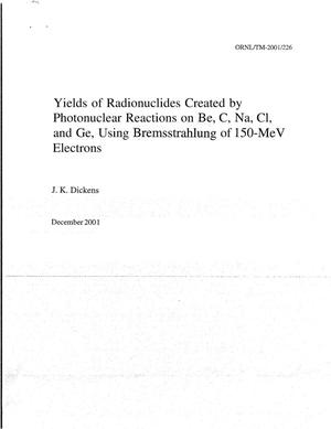 ''Yields of Radionuclides Created by Photonuclear Reactions on Be, C, Na, C1, and Ge, Using Bremsstrahlung of 150-MeV Electrons''