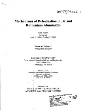 Mechanisms of Deformation in B2 and Ruthenium Aluminides. Final Report