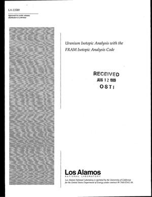 Uranium Isotopic Analysis with the FRAM Isotopic Analysis Code