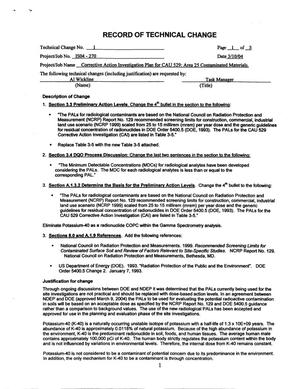 Corrective Action Investigation Plan for Corrective Action Unit 529: Area 25 Contaminated Materials, Nevada Test Site, Nevada, Rev. 0, Including Record of Technical Change No. 1