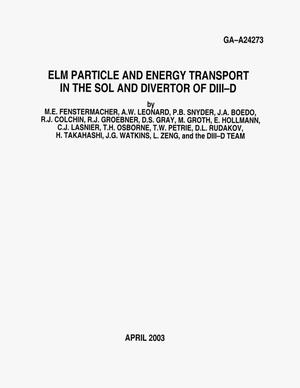 ELM Particle and Energy Transport in the SOL and Divertor of DIII-D