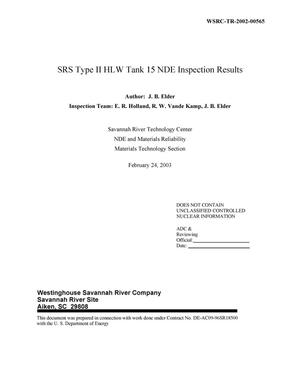SRS Type II HLW Tank 15 NDE Inspection Results