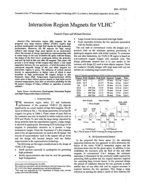 INTERACTION REGION MAGNETS FOR VLHC.