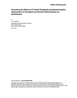 Evaluating the Effects of Tri-Butyl Phosphate and Normal Paraffin Hydrocarbon in Simulated Low-Activity Waste Solution on Ultrafiltration