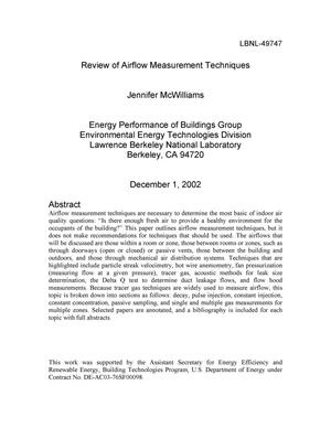 Review of Air Flow Measurement Techniques
