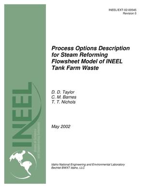 Process Options Description for Steam Reforming Flowsheet Model of INEEL Tank Farm Waste