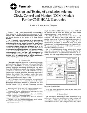 Design and testing of a radiation tolerant Clock, Control and Monitor (CCM) module for the CMS HCAL electronics