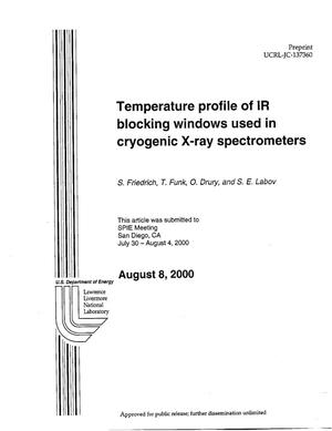 Temperature Profile of IR Blocking Windows Used in Cryogenic X-Ray Spectrometers