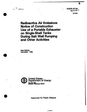 Radioactive air emissions notice of construction use of a portable exhauster on single shell tanks (SSTs) during salt well pumping