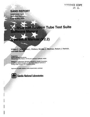 Controlatron Neutron Tube Test Suite Software Manual - Operation Manual (V2.2)