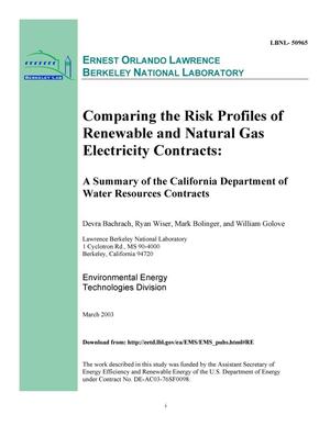 Comparing the risk profiles of renewable and natural gas electricity contracts: A summary of the California Department of Water Resources contracts