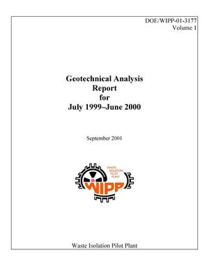 Geotechnical Analysis Report for July 1999-June 2000