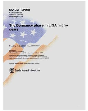 The dormancy phase in LIGA micro-gears