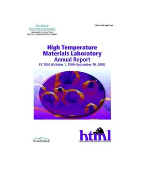 High Temperature Materials Laboratory Thirteenth Annual Report: October 1999 Through September 2000